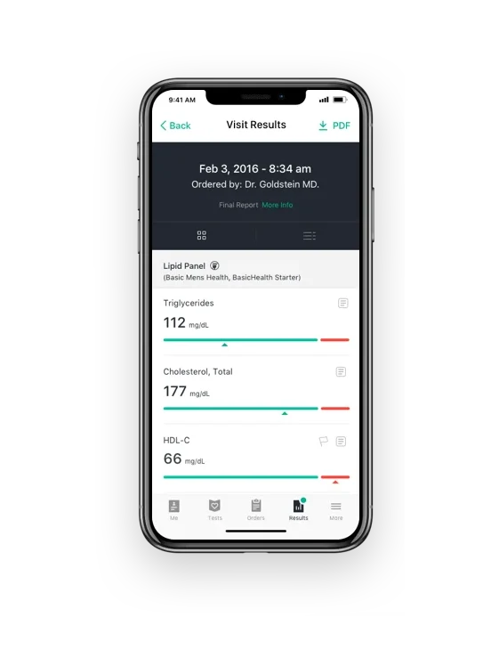 Theranos patient results app